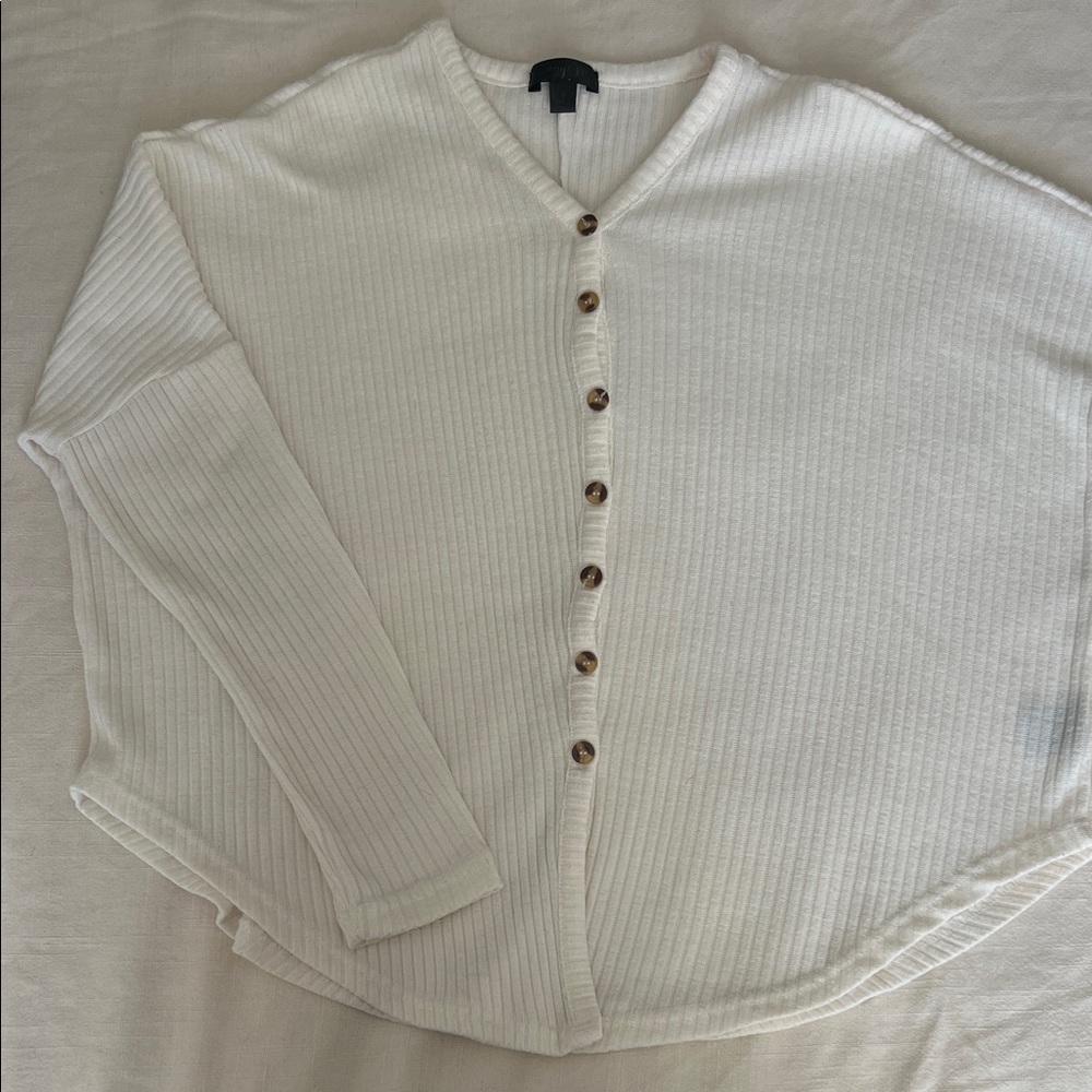 Elegant V-Neck Button-Up Cardigan - White